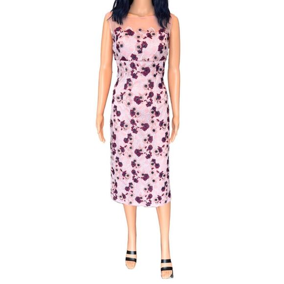 Sample NWT JS Collections Soutache Dress 4 Mauve Pink Illusion Floral Wedding - Picture 2 of 7